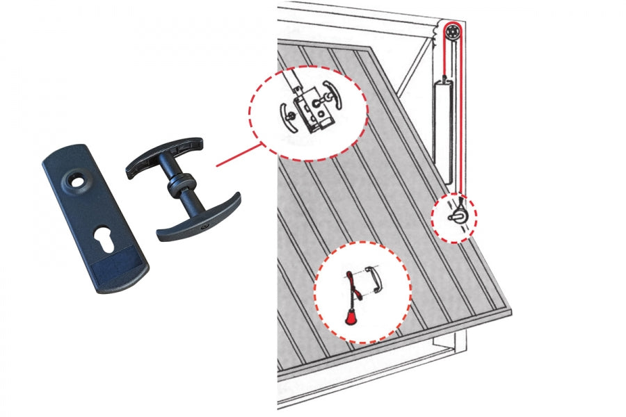 Maniglia e placca in Nylon per Porte Basculanti con cilindro Tondo