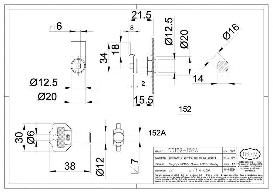 Serratura a Cilindro - disegno tecnico