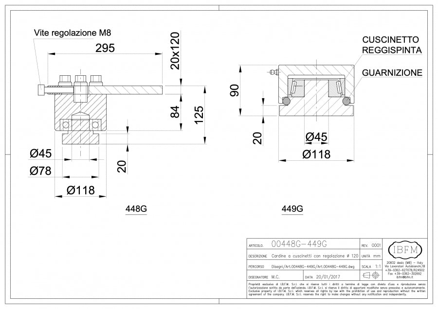 Cardine a Cuscinetti - disegno tecnico
