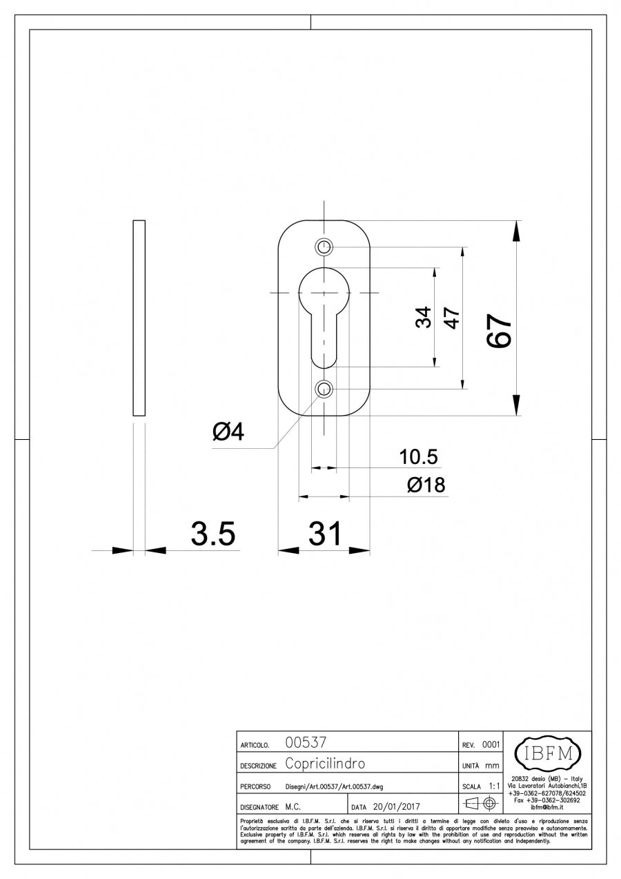Copricilindro - disegno tecnico