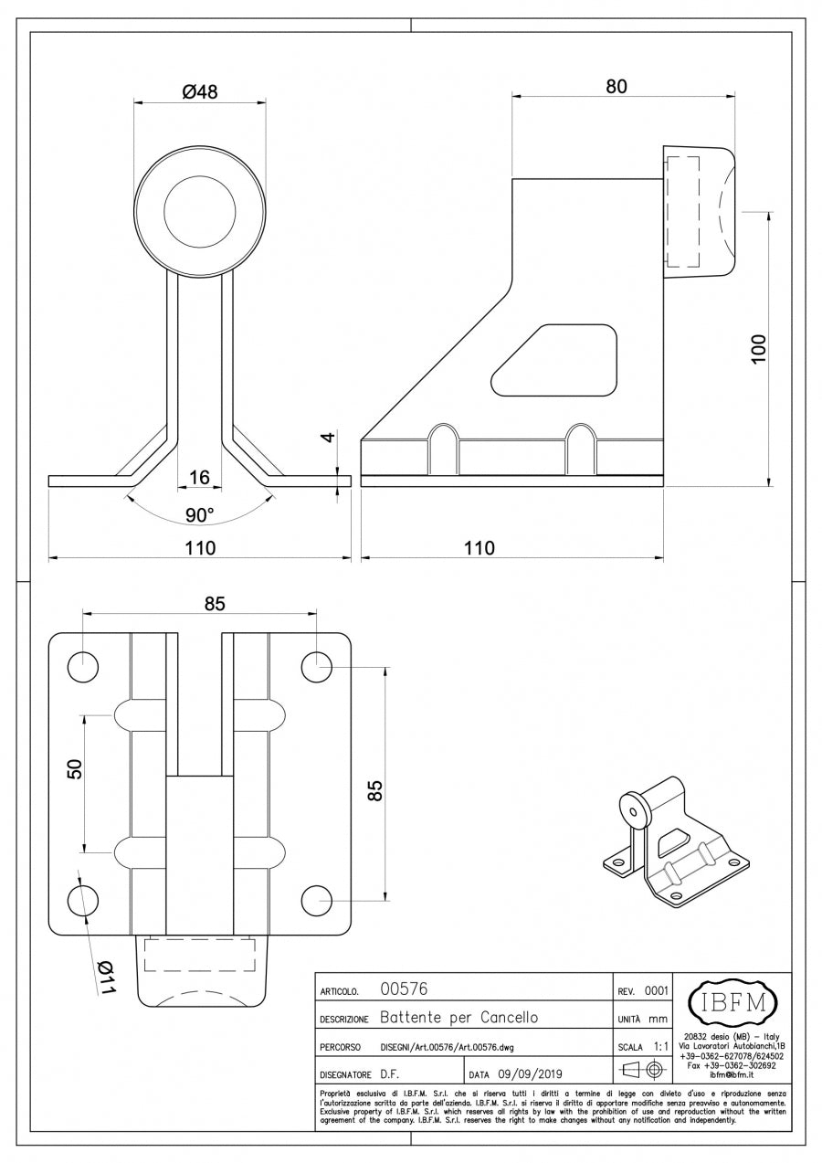 Arresto Fine Corsa - disegno tecnico