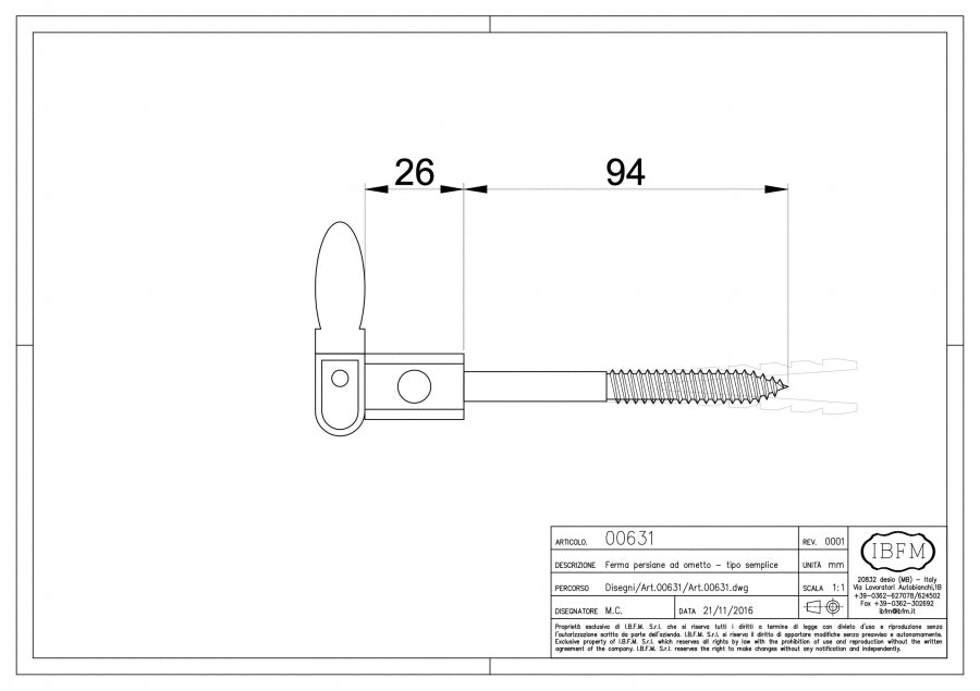 Ferma Persiane ad Ometto - disegno tecnico