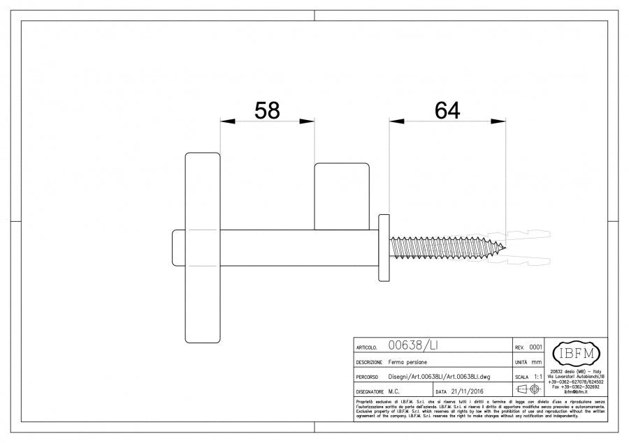 Ferma Persiane - disegno tecnico