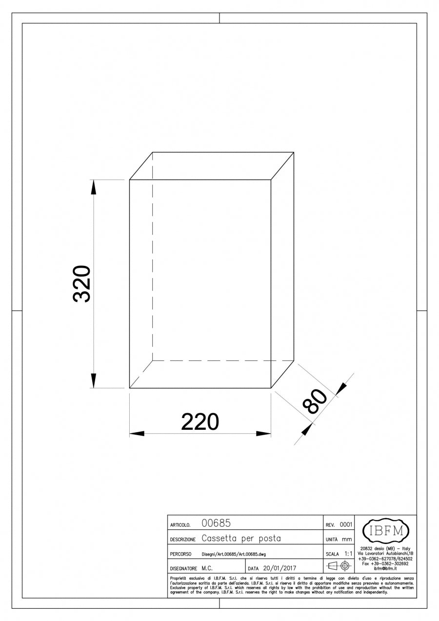 Cassetta Per Posta - disegno tecnico