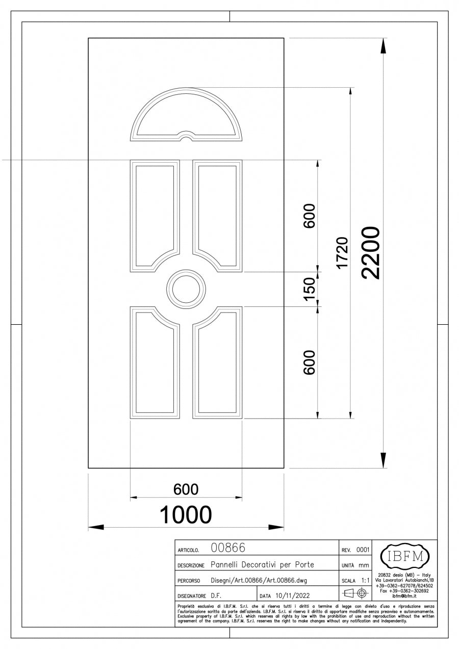 Pannello Prestampato - disegno tecnico