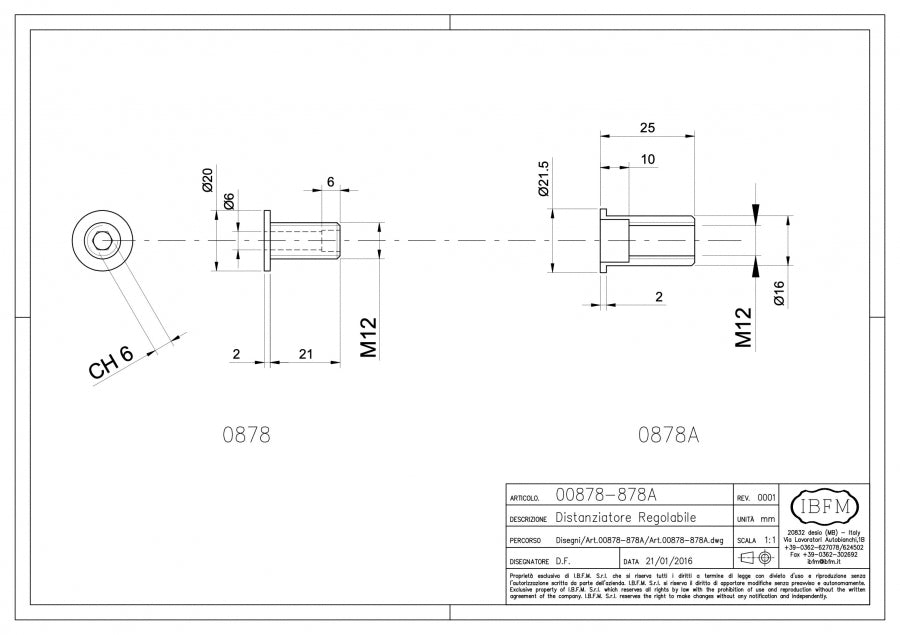 Distanziatore regolabile per Infissi in Ferro - disegno tecnico