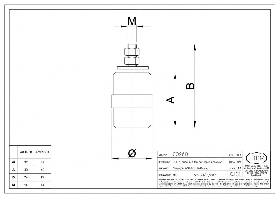 Rullo di Guida - disegno tecnico