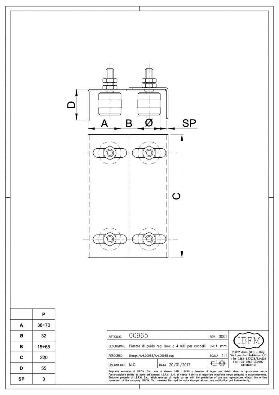 Piastra di Guida - disegno tecnico