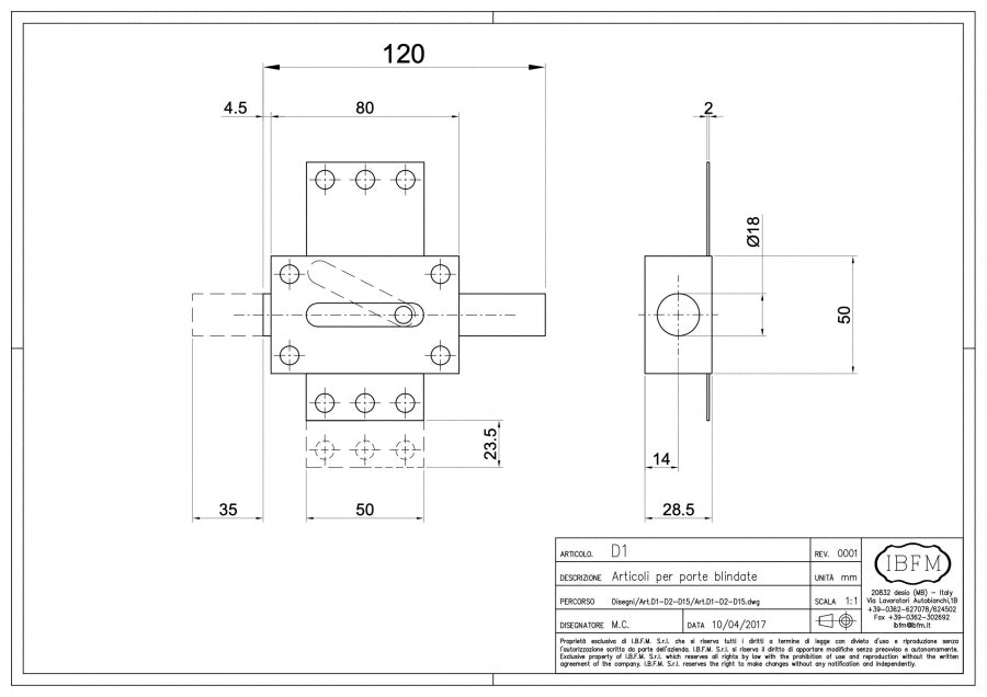 Deviatore - disegno tecnico