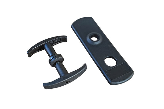 Maniglia e placca in Nylon per Porte Basculanti con cilindro Tondo