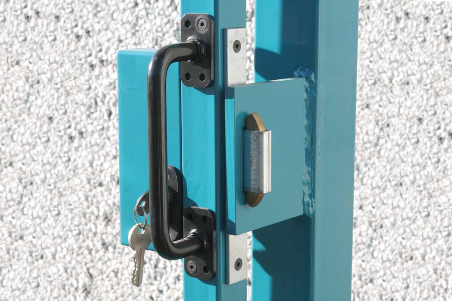 Serratura a Doppio Gancio per Cancelli Automatici Completa di Cilindro in Ottone Lucido 27+27mm