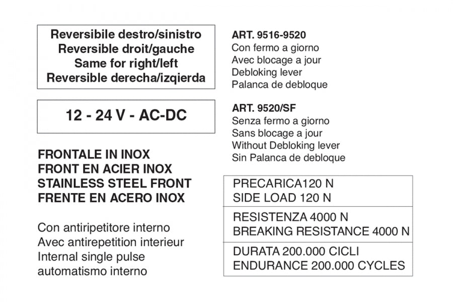 Incontro Elettrico 12/24 volts simmetrico
