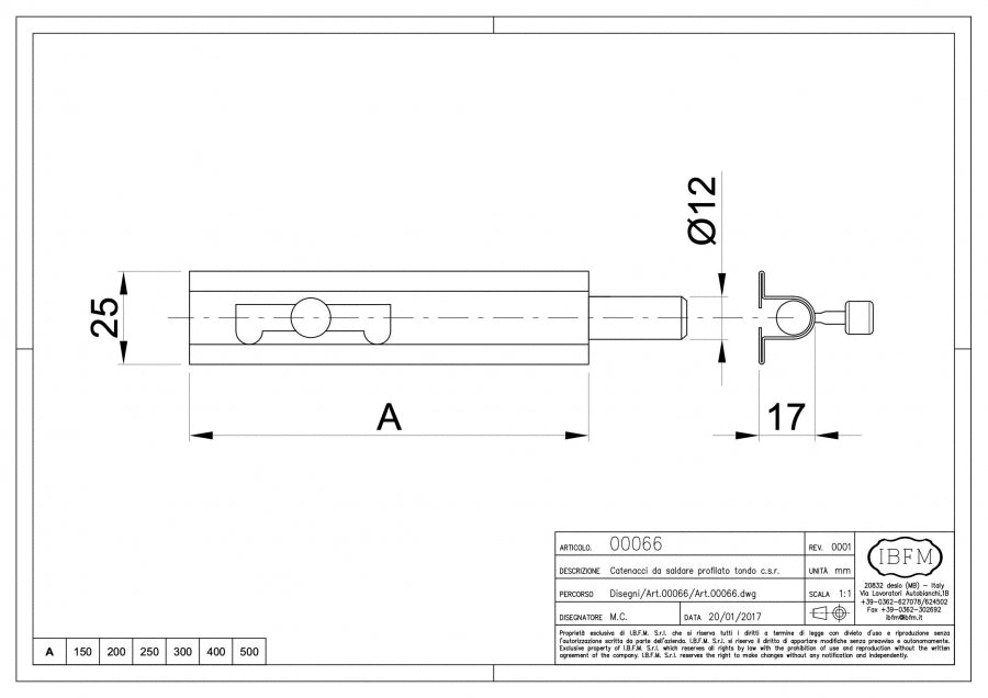 Catenacci da Saldare - disegno tecnico