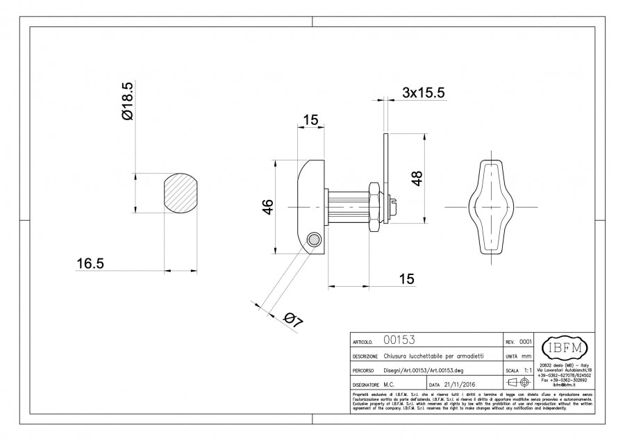 Chiusura Lucchettabile - disegno tecnico