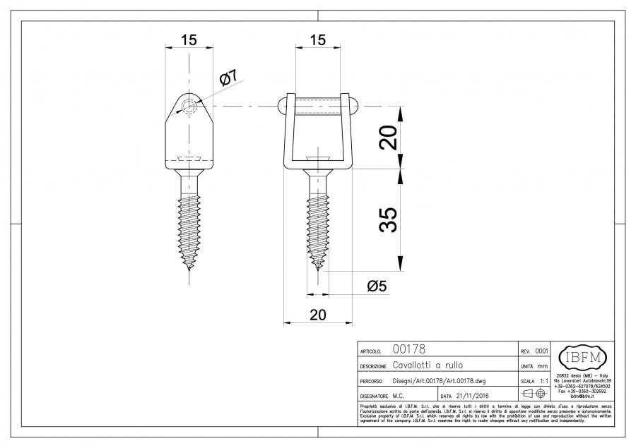 Cavalllotto a Rullo - disegno tecnico