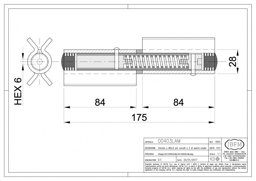 Cerniera con Molla - disegno tecnico