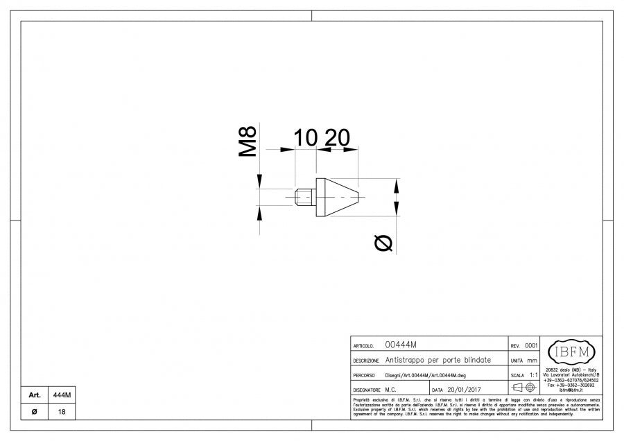Antistrappo per Porte Blindate - disegno tecnico
