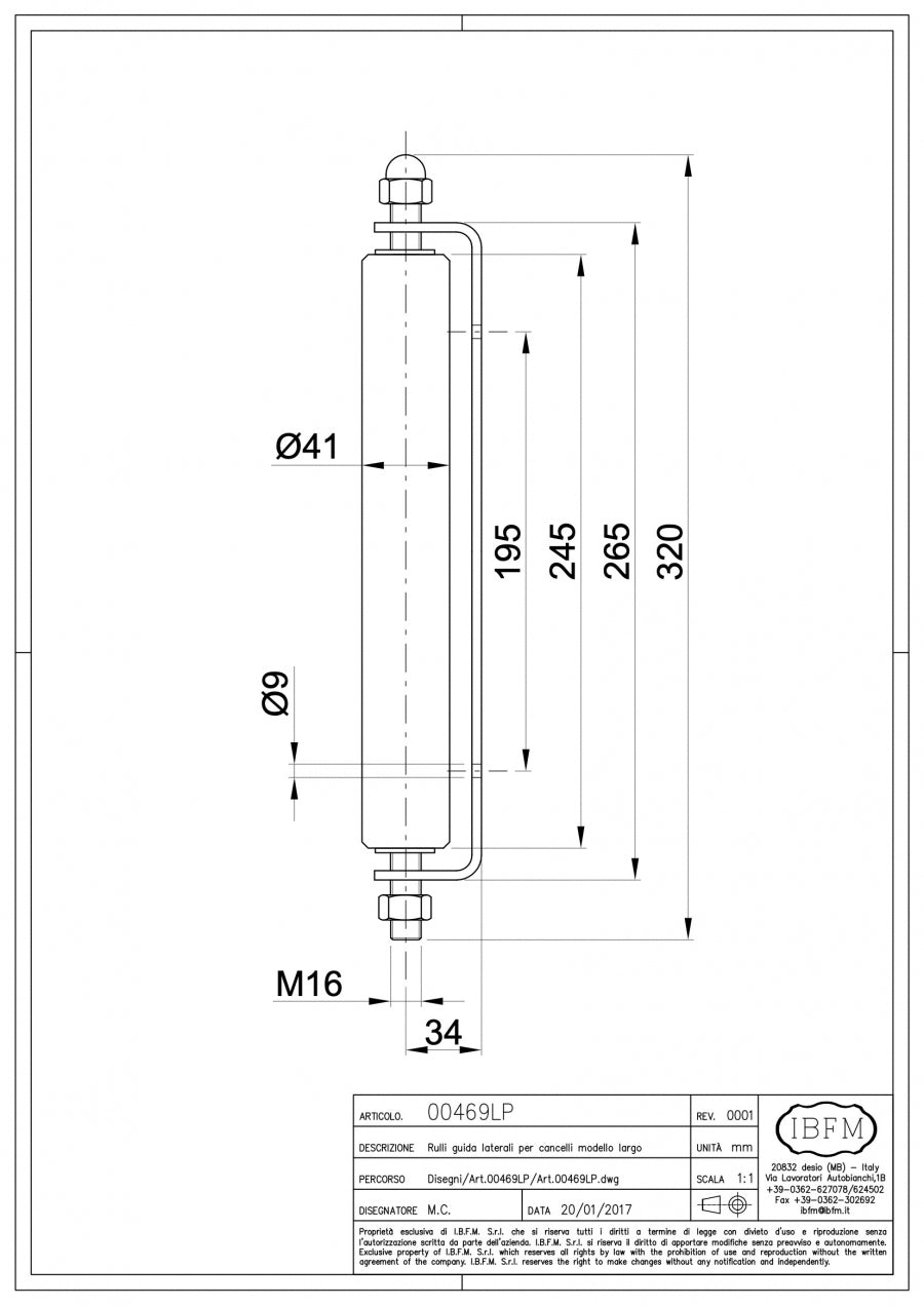 Rulli Guida Laterali - disegno tecnico