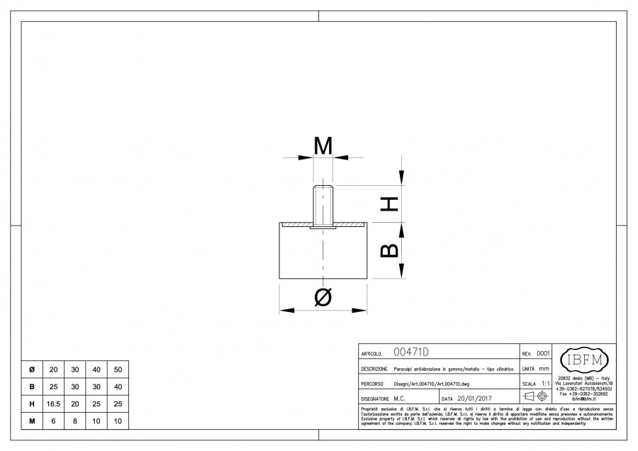 Arresto Fine Corsa - disegno tecnico