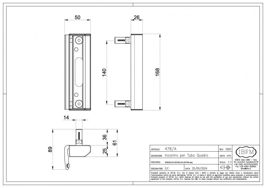 Incontro per Serratura - disegno tecnico