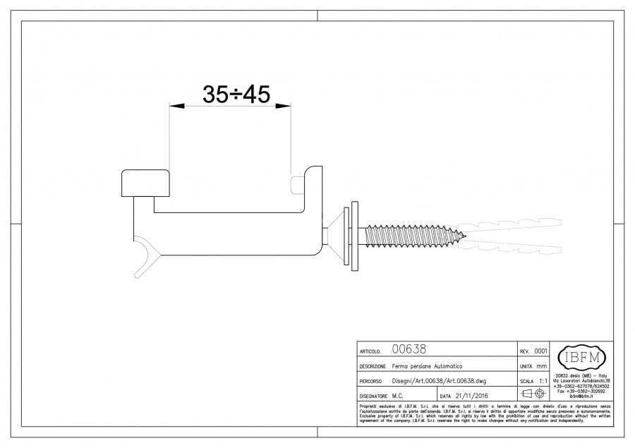 Ferma Persiane Automatico - disegno tecnico
