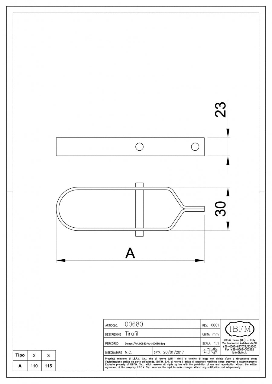 Tirafili - disegno tecnico