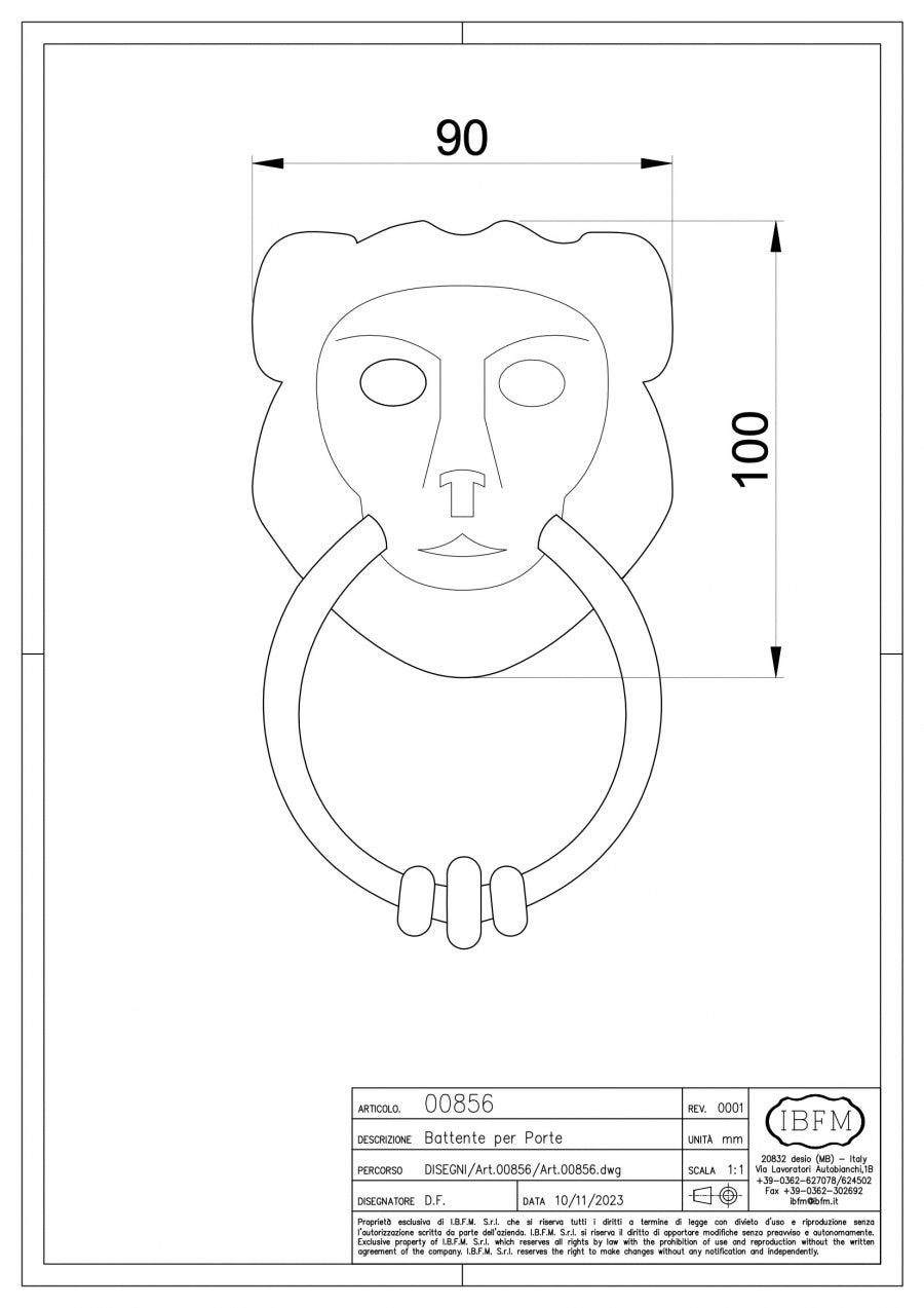 Battente per Porta - disegno tecnico