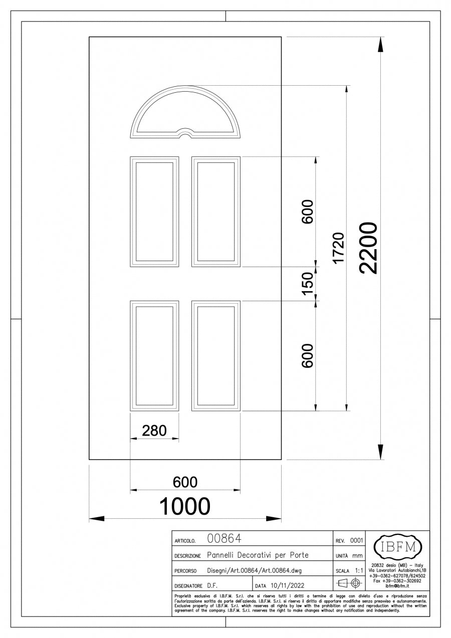 Pannello Prestampato - disegno tecnico