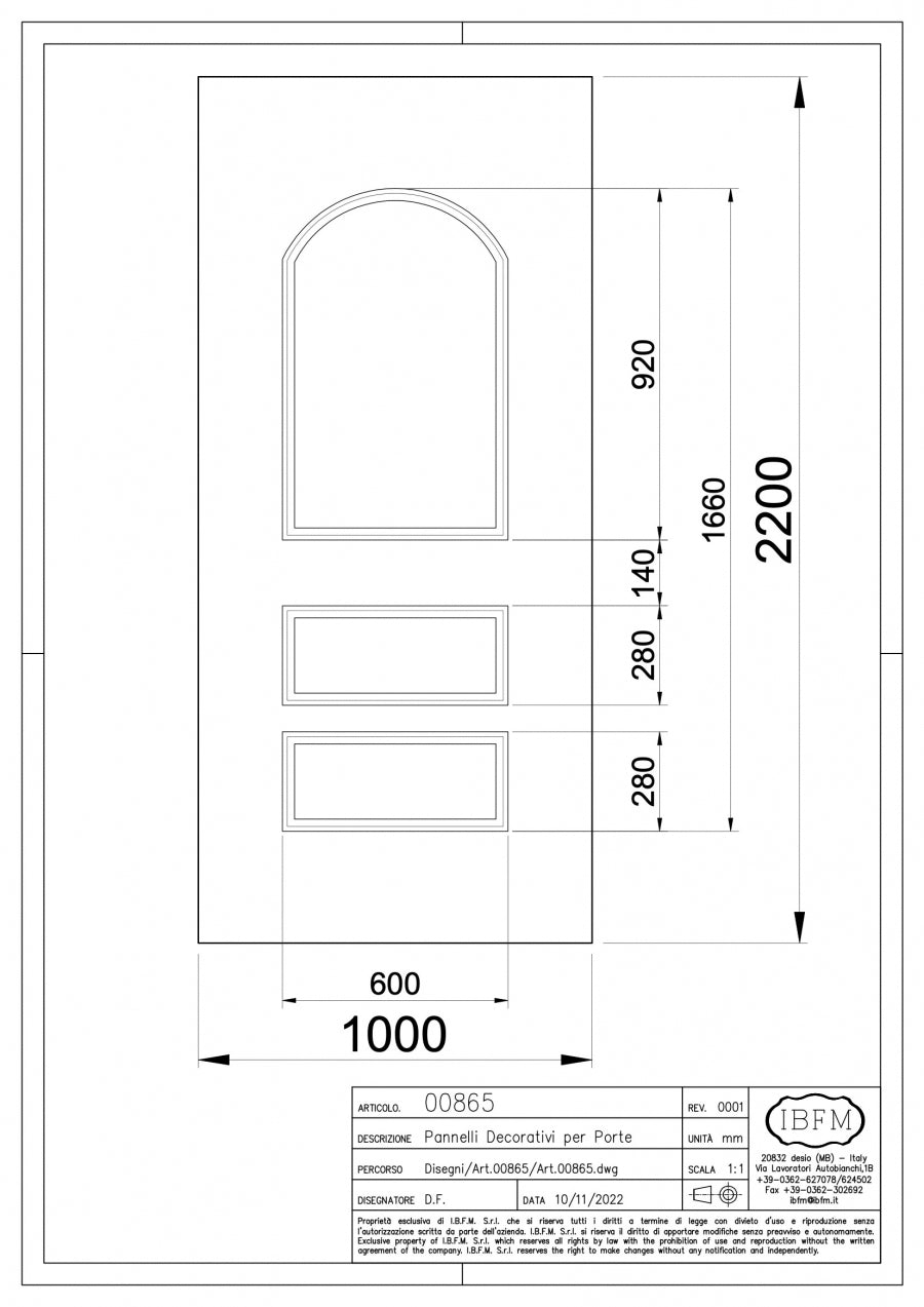 Pannello Prestampato - disegno tecnico