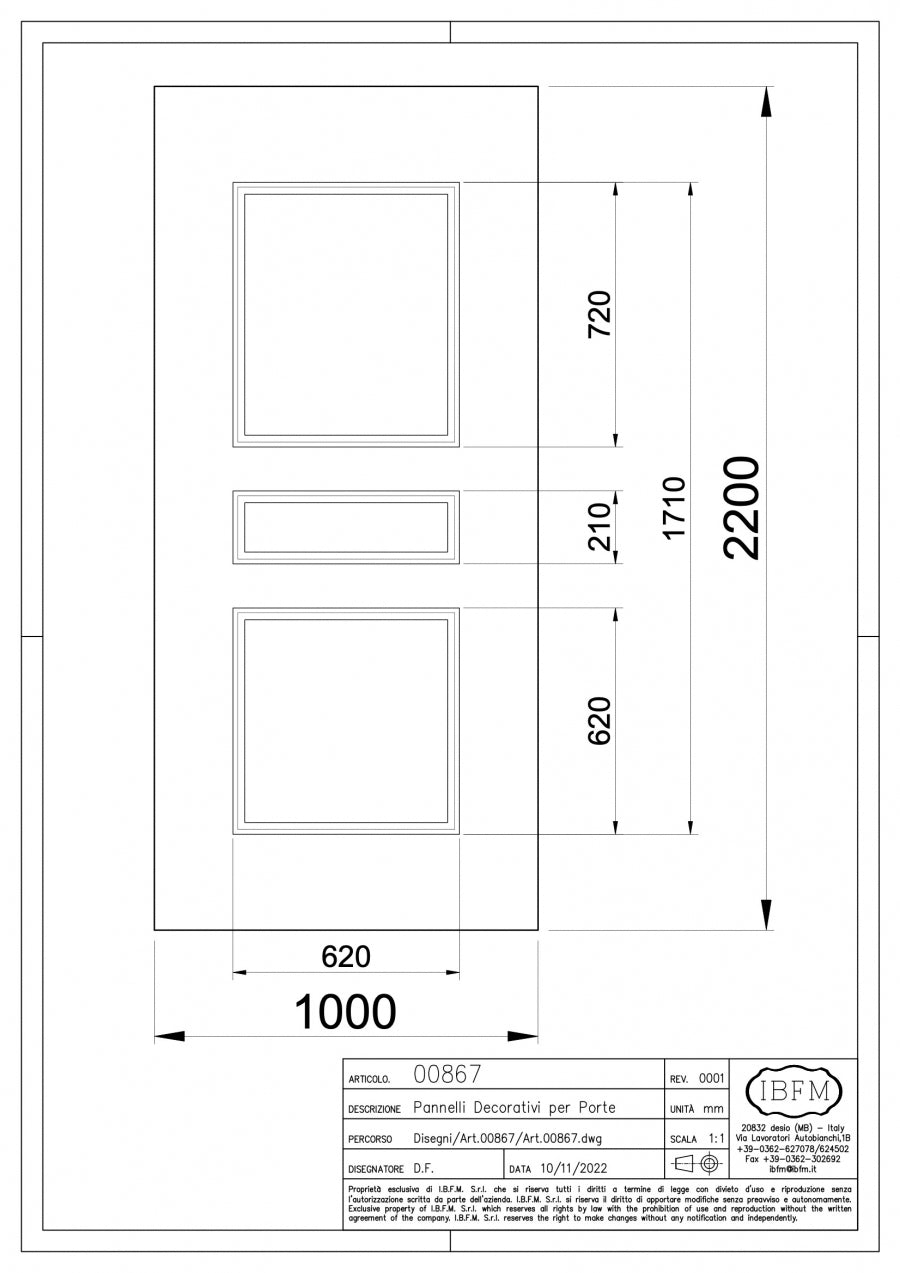 Pannello Prestampato - disegno tecnico