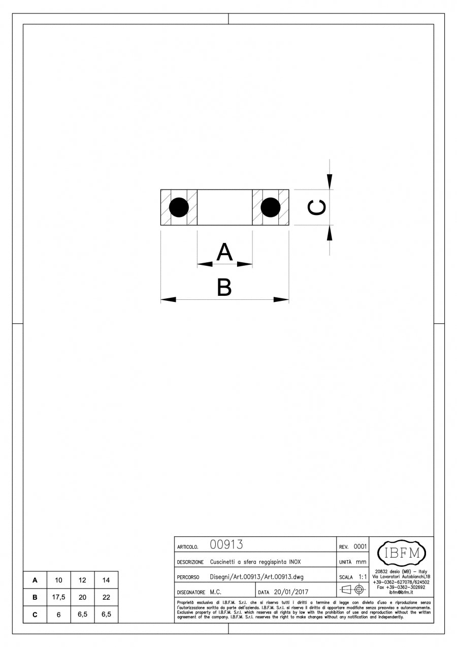 Cuscinetti a Sfera - disegno tecnico