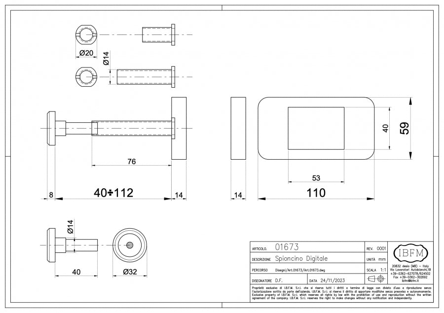 Spioncino Digitale - disegno tecnico