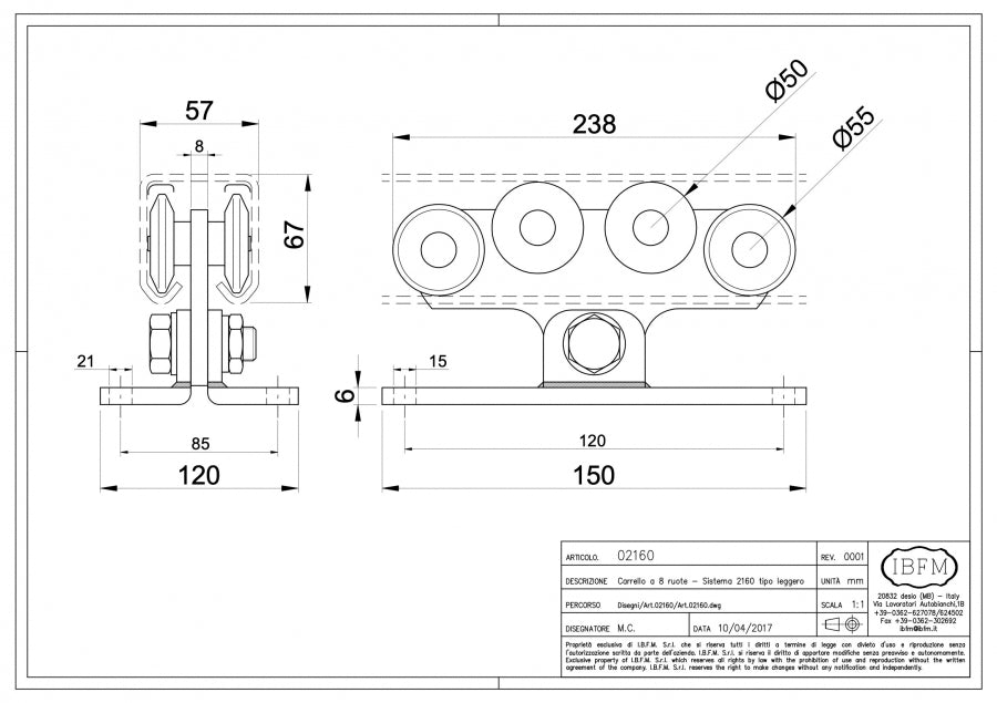 Carrello 8 Ruote - disegno tecnico