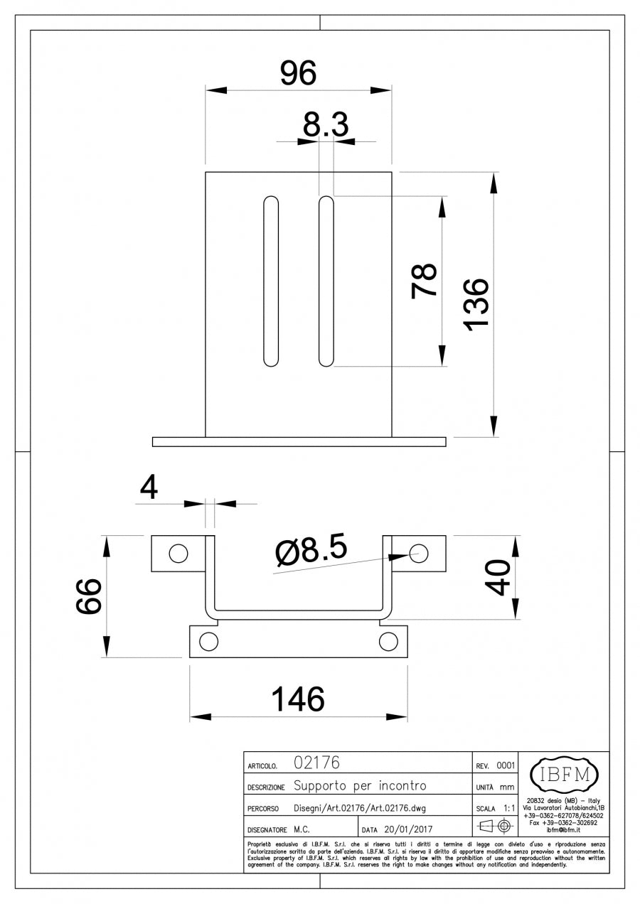 Supporto per Incontro - disegno tecnico