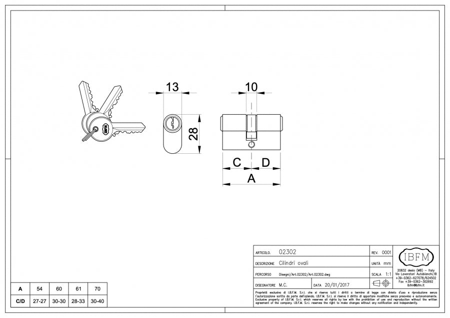 Cilindro Ovale - disegno tecnico
