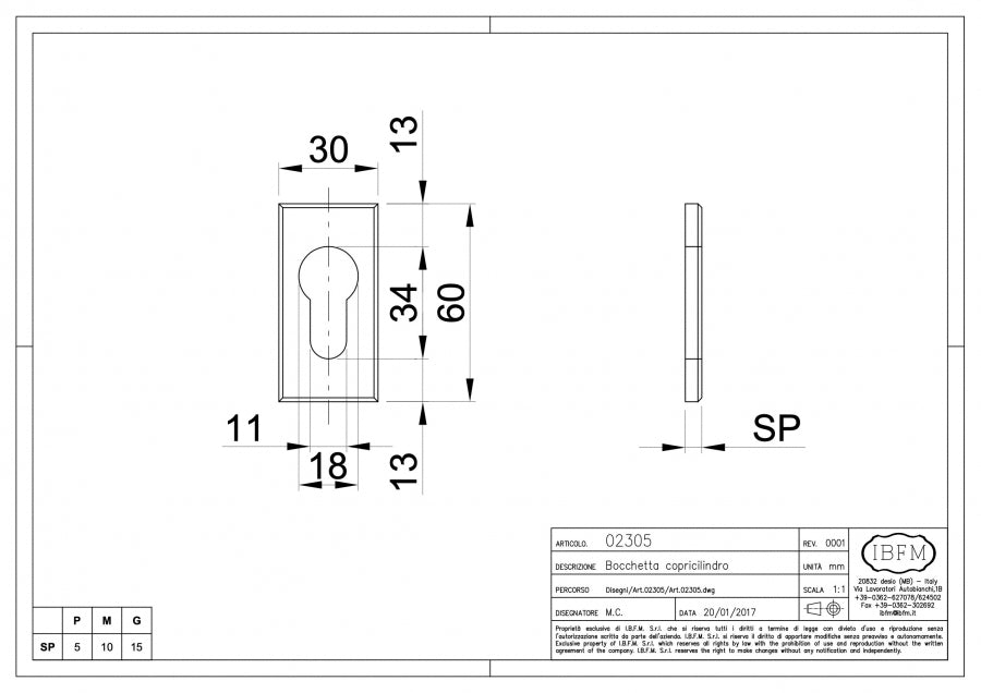 Bocchetta Copricilindro - disegno tecnico