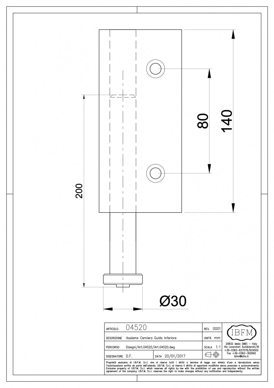 Rullo Guida Inferiore - disegno tecnico
