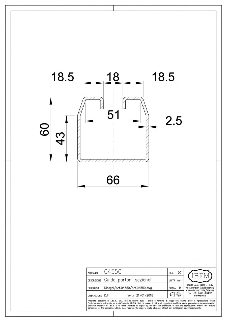 Guida Superiore - disegno tecnico