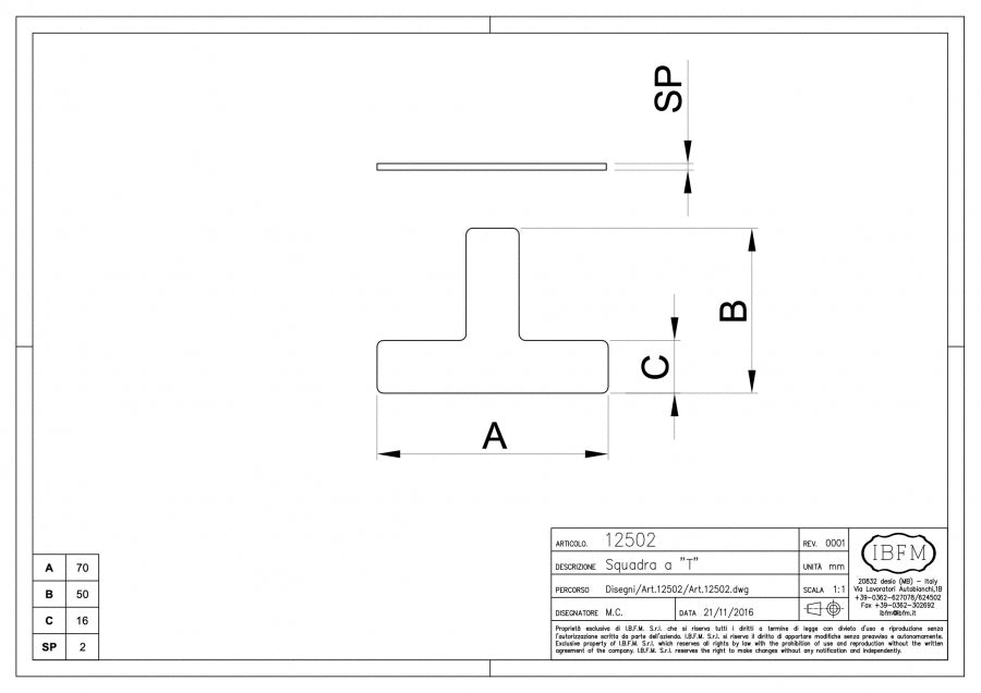Squadra a T - disegno tecnico