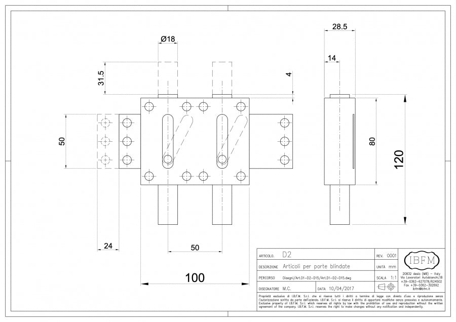 Deviatore Tipo Doppio - disegno tecnico